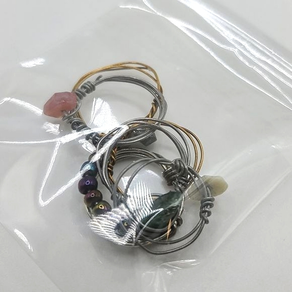 𝅺6 Boho Chic Wire Rings - Picture 10 of 11